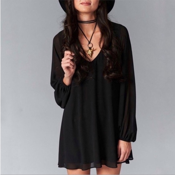 Show Me Your Mumu Donna Michelle Tunic Mini Dress Black Chiffon Small - Picture 1 of 12